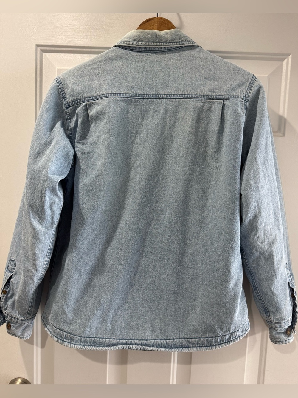WOOLRICH vintage denim shirt jacket multi-colored stripe blanket lining size Med - Picture 2 of 14